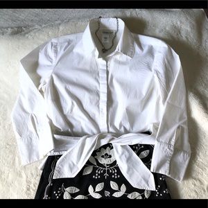 White Blouse with Collar and Front Ties